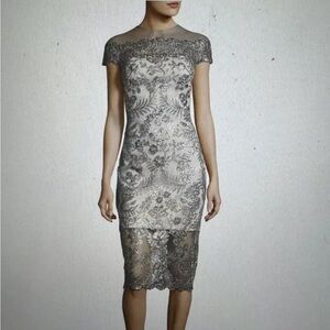 Tadashi Shoji Lace Cap-Sleeve
Illusion Cocktail Dress